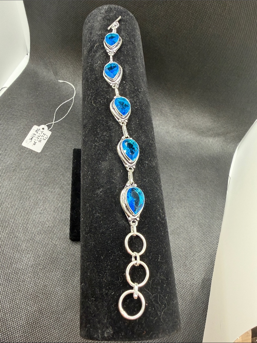 Swiss Blue Topaz Teardrop Sterling Silver Bracelet - Vibrant Blue Stones